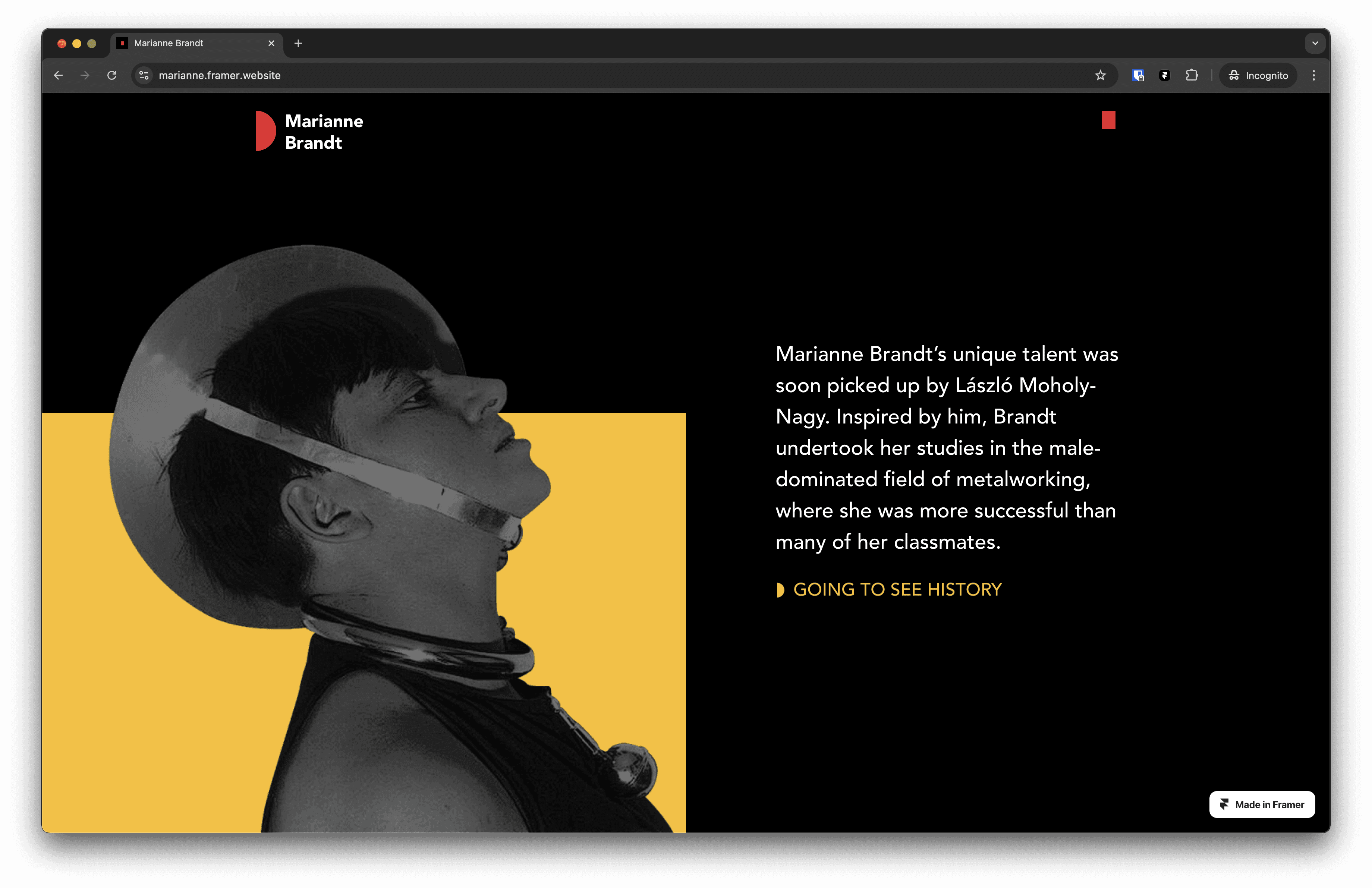 강의에 포함된 실전 프로젝트 — marianne.framer.website